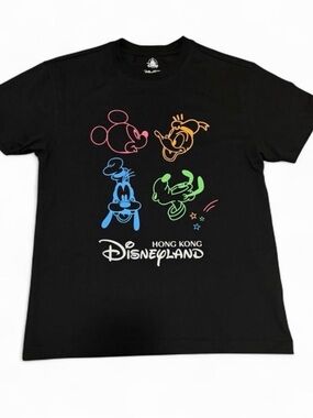 Disney black mens Hong Kong graphic mickey mouse short sleeve shirt
